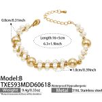 color: TXE593-B Style Shell Pearl Gold Bracelet -16+5cm