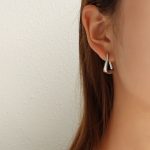 color: F430-Steel Color Niche Earrings 1 Pair