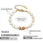 color: E299-A Style Freshwater Pearl Gold Bracelet -16+5cm