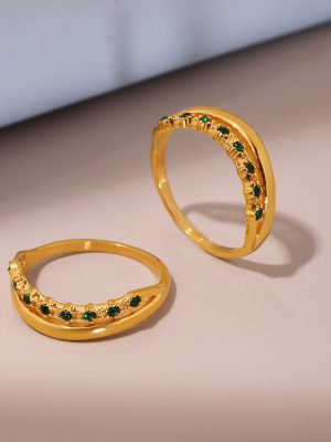Simple and Light Luxury Stainless Steel Beccarite Ring Women's Little Finger Ring Electroplated 18K Real Gold Does Not Fade