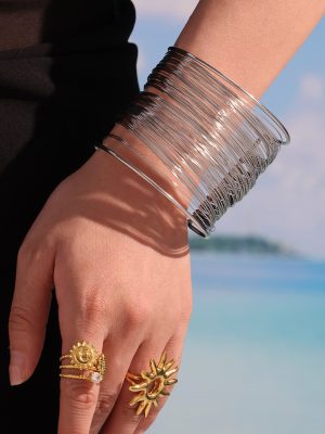 Multi-Layer Hollow Armband Open-Ended Bracelet Stainless Steel Punk Personalized Cold Style Bracelet