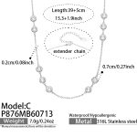 color: P876-C Style Round Zircon Steel Color Necklace -39+5cm