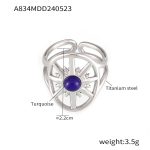 color: A834-Steel Color Blue Turquoise Ring