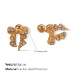 color: EH925WEG White Rhinestone Gold Stud Earrings