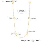 color: P1786-Gold White Glass Stone Necklace 89+5cm