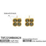 color: TXF225-Gray Zircon Gold Earrings