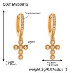 color: Q031-Gold Cross Full Pave Zircon Earrings