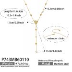 color: P743-Gold Y Letter Necklace 41.5+5cm
