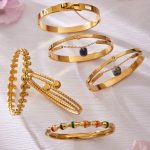 Dopamine Bamboo Drip Buckle Bracelet 18K Gold Plated Light Luxury Jewelry Bracelet Combination