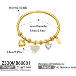 color: Z330-Heart Shape Zircon Gold Bangle