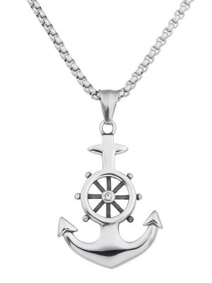 Retro Pirate Ship Anchor Hip Hop Pendant Stainless Steel Disco Street Male and Female Students Pendant Necklace