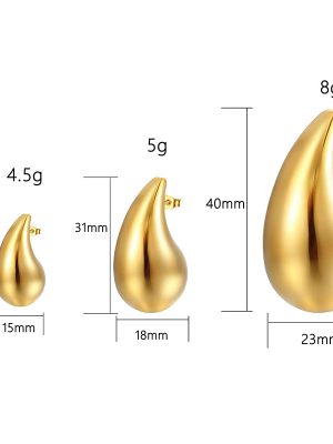 Oversized Water Drop Hollow Earrings Women's Teardrop Stainless Steel Studs Plated 18K Earrings