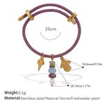 color: SL225PEG Purple Cord Multi-charm Bangle