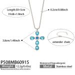 color: P508-Blue Zircon Cross Steel Color Necklace -50+5cm