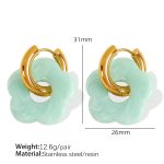 color: EH497 Mint Blue Resin Gold Earrings