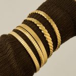 Minimalist Stainless Steel Bracelet 18K Gold-Plated Diamond Plaid Bracelet Women's All-Match Color-Preserving Bracelet
