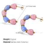 color: EH1081PBG Pink Blue Ceramic Earrings