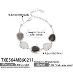 color: TXE564-Steel Color Black & White Cat's Eye Stone Bracelet