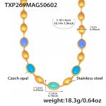 color: TXP269-Gold Blue Opal Necklace 41+5cm