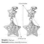 color: EH1158WES White Rhinestone Silver Earrings
