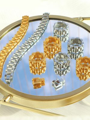 Design Advanced Strap Chain Stainless Steel Gold Plated Creative Bracelet Ring Set of Ornaments