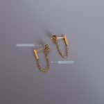 Cold Simple Long Chain Tassel Earrings Stud Earrings Women's Ornament Stainless Steel Plated 18K Gold Color Protection