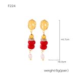 color: F224-Red Natural Stone Earrings