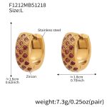 color: F1212-Pink Color Zircon Earrings -Large