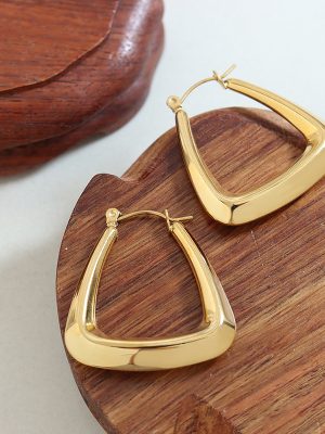 French Design U-Shaped Earrings All-Match Personalized Earrings Stainless Steel 18K Gold Plating Female Accessories