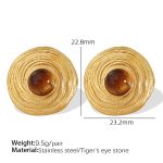 color: EH264 Tiger Eye Gold Earrings