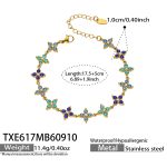 color: TXE617-Blue Zircon Gold Bracelet -17.5+5cm