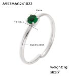 color: A953-Steel Color Green Zircon Ring / size: US 7