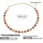 color: TXP609-Rose Red Zircon Gold Necklace -32+12cm