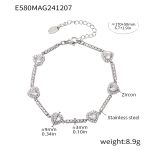 color: E580-Steel Color Heart Zircon Bracelet