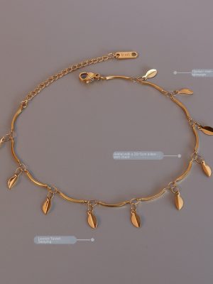 Advanced Simple Leaves Ornament Leaves Anklet Stainless Steel 18K Gold Foot Ornaments Design Personality Female