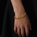 color: NE008-Gold Diagonal Box Buckle Bracelet -20cm