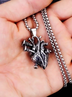Punk Hip Hop Heart Organ Pendant Stainless Steel Necklace Personality Ornament