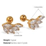 color: EH1001WEG Crystal Stone Gold Stud Earrings
