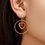 Stainless Steel Czech Glass Twist Big Ring Heart Earrings Generous Earrings Women
