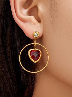 Stainless Steel Czech Glass Twist Big Ring Heart Earrings Generous Earrings Women