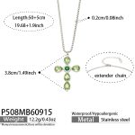 color: P508-Green Zircon Cross Steel Color Necklace -50+5cm