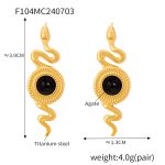 color: F104-Gold Black Earrings