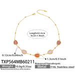color: TXP564-Gold Mixed Pink Cat's Eye Stone Necklace