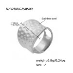 color: A732-Steel Color Hammered Wide Band Open Ring / size: US 7