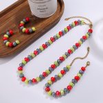 Personalized Bracelet Ceramic DIY Ocean Color Dopamine Necklace Stainless Steel All-Match Creative Earrings Design