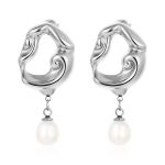 color: Cast Hanging Pearl Earrings Steel Color