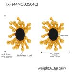 color: TXF244-Black Zircon Flower Core Earrings