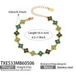 color: TXE533-Green Color Zircon Gold Bracelet 16.5+5cm