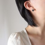 color: F073-Black Zircon Steel Color Earrings