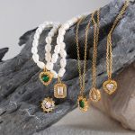 New Vintage Temperament Entry Lux Freshwater Pearl French Pendant Necklace Stainless Steel Studs Jewelry Set